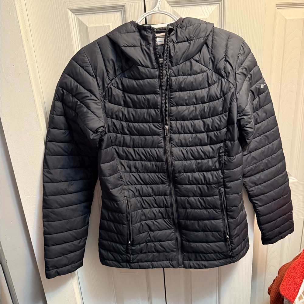 Columbia Black Quilted Hooded Jacket
